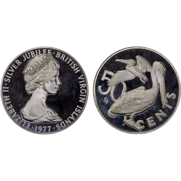 BRITISH VIRGIN ISLANDS: Elizabeth II, 1952-2022, AR 50 cents, 1977, Proof