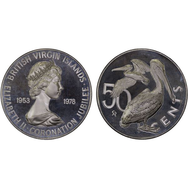 BRITISH VIRGIN ISLANDS: Elizabeth II, 1952-2022, AR 50 cents, 1978, Proof