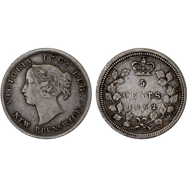CANADA: NEW BRUNSWICK: Victoria, 1837-1901, AR 5 cents, 1862, F-VF