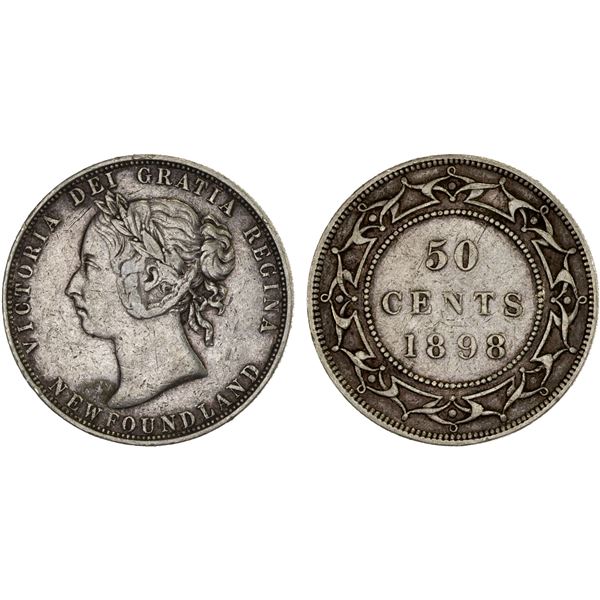 CANADA: NEWFOUNDLAND: Victoria, 1837-1901, AR 50 cents, 1898, VF