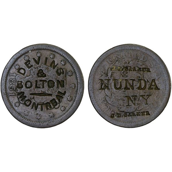 CANADA: QUEBEC: AE token, ND (1863-1880), XF on VG host