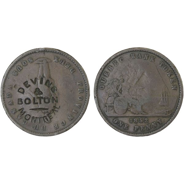 CANADA: QUEBEC: AE token, ND (1863-1880), XF on VG host