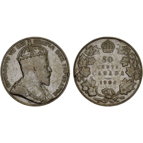 CANADA: Edward VII, 1901-1910, AR 50 cents, 1904, VG