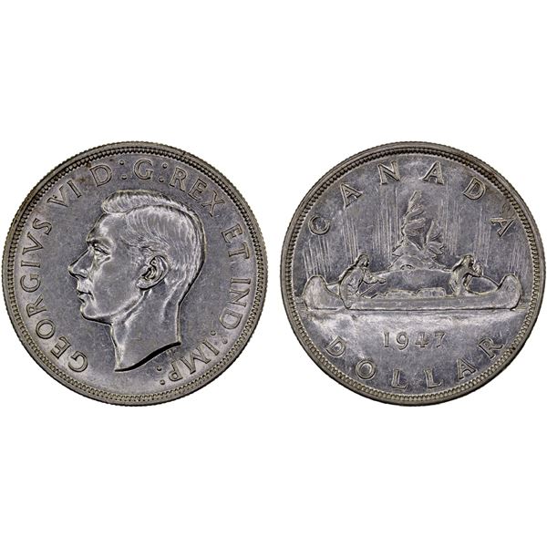 CANADA: George VI, 1936-1952, AR dollar, 1947, AU