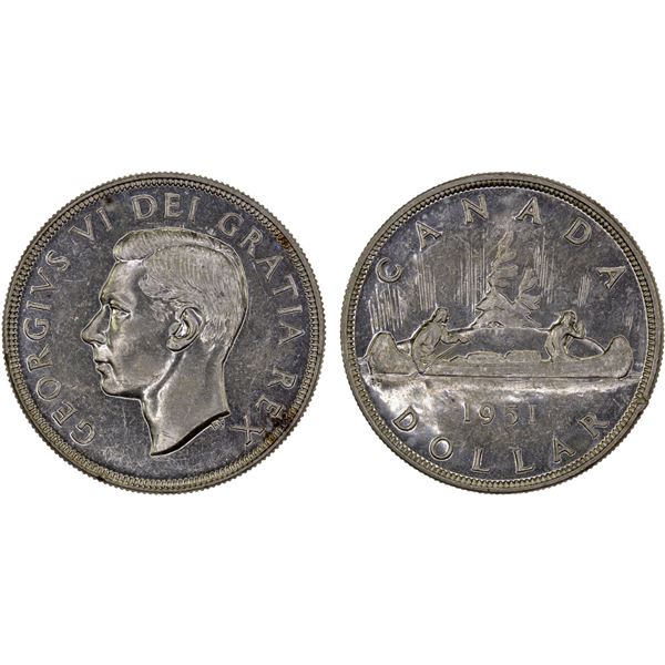 CANADA: George VI, 1936-1952, AR dollar, 1951, AU