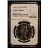 Image 2 : CANADA: Elizabeth II, 1952-2022, AR dollar, 1964, NGC PL 65 CAMEO