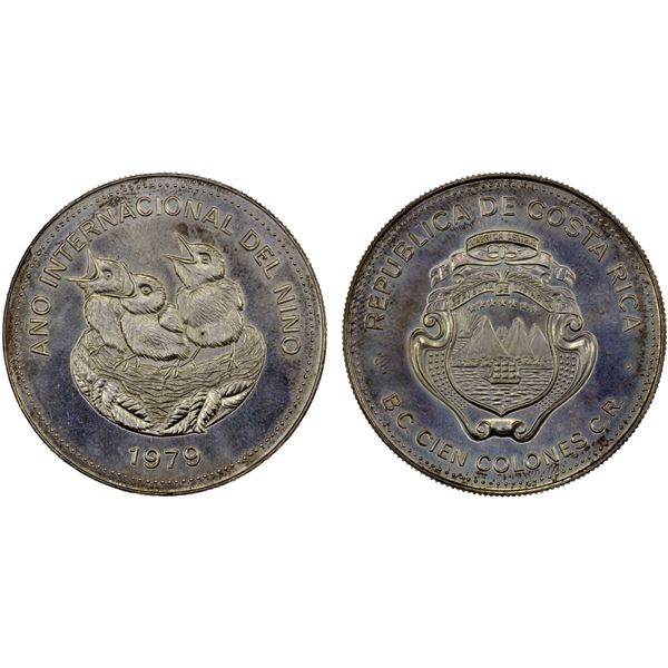 COSTA RICA: Republic, AR 100 colones, 1979, Choice UNC