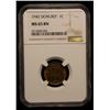 Image 2 : DOMINICAN REPUBLIC: Republic, AE centavo, 1942, NGC MS65 BN