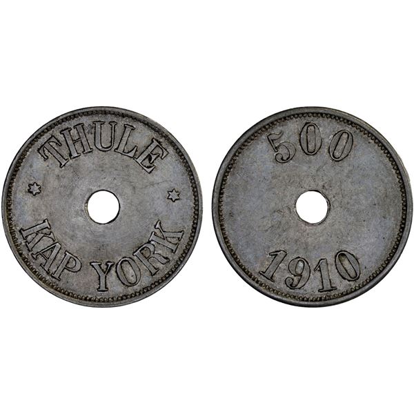 GREENLAND: THULE: Kap York, 500 øre token, 1910, VF-XF