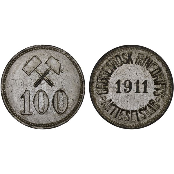 GREENLAND: Danish Colony, 100 øre (2.75g), 1911, Unc