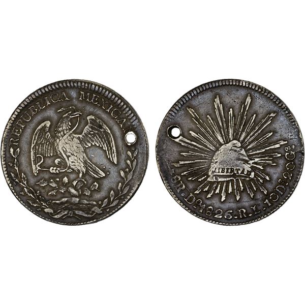 MEXICO: Republic, AR 8 reales (27.11g), Durango, 1826-Do, VF