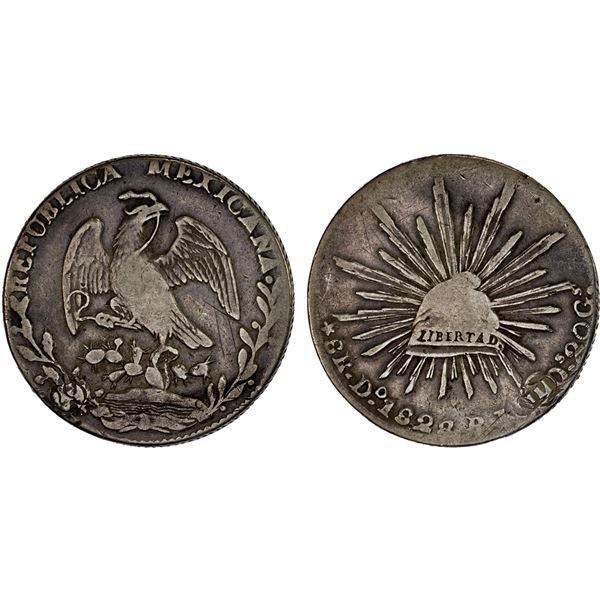 MEXICO: Republic, AR 8 reales (26.18g), Durango, 1828-Do, VG-F