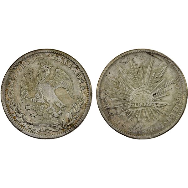 MEXICO: Republic, AR 8 reales (26.90g), Guanajuato, 1828-Go, VF
