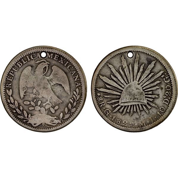 MEXICO: Republic, AR 8 reales (25.43g), Guanajuato, 1829-Go, VG-F