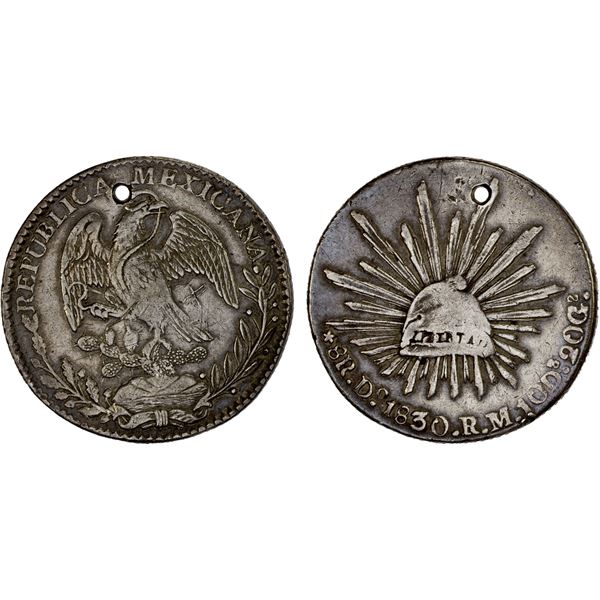MEXICO: Republic, AR 8 reales (26.64g), Durango, 1830-Do, F-VF