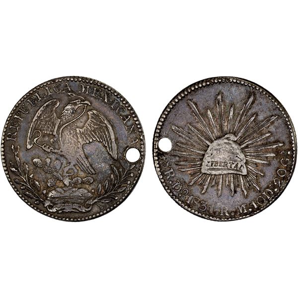 MEXICO: Republic, AR 8 reales (27.33g), Durango, 1831-Do, VF-XF