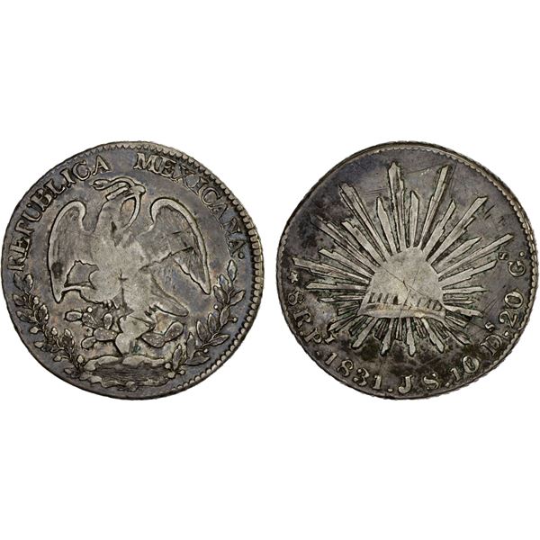 MEXICO: Republic, AR 8 reales (26.73g), San Luis Potosi, 1831-Pi, Fine