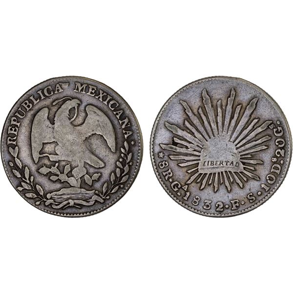 MEXICO: Republic, AR 8 reales (26.62g), Guadalajara, 1832/1-Ga, VG-F