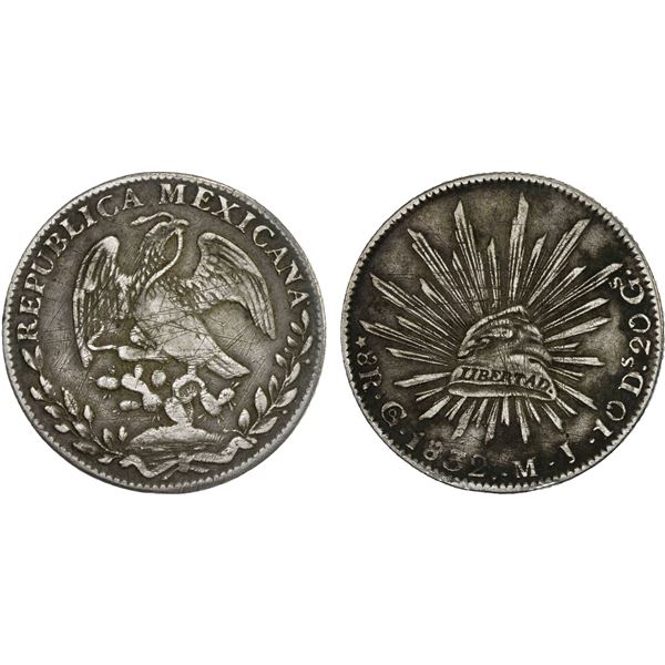 MEXICO: Republic, AR 8 reales (26.71g), Guanajuato, 1832-Go, VF