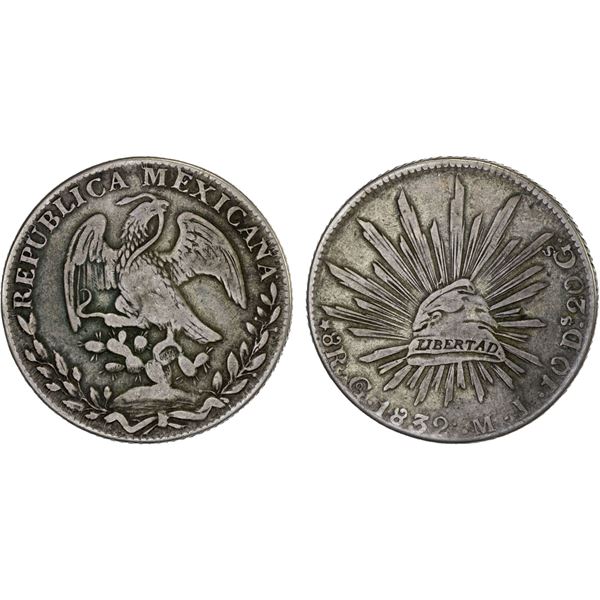 MEXICO: Republic, AR 8 reales (26.77g), Guanajuato, 1832-Go, Fine