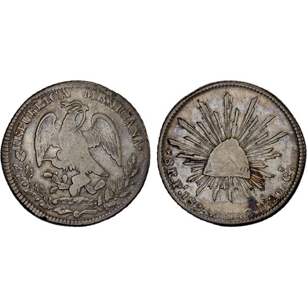 MEXICO: Republic, AR 8 reales (26.54g), San Luis Potosi, 1834-Pi, F-VF