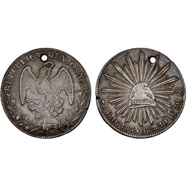 MEXICO: Republic, AR 8 reales (26.64g), Durango, 1835/4-Do, VF-XF