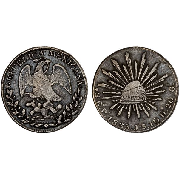 MEXICO: Republic, AR 8 reales (26.28g), San Luis Potosi, 1835-Pi, Fine