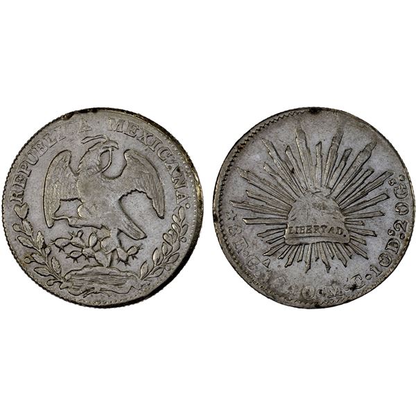 MEXICO: Republic, AR 8 reales (27.00g), Guadalajara, 1840-Ga, XF
