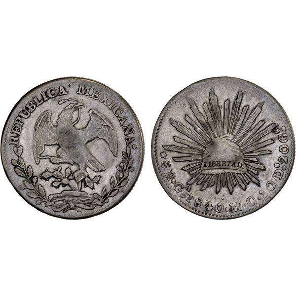 MEXICO: Republic, AR 8 reales (26.81g), Guadalajara, 1840-Ga, Choice VF