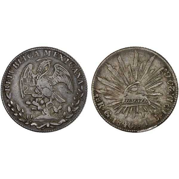 MEXICO: Republic, AR 8 reales (26.66g), Guanajuato, 1840-Go, F-VF