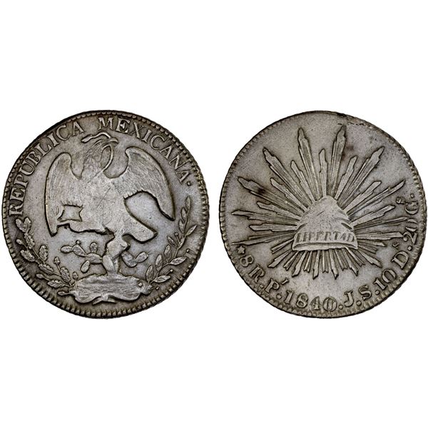 MEXICO: Republic, AR 8 reales (26.90g), San Luis Potosi, 1840-Pi, Choice XF