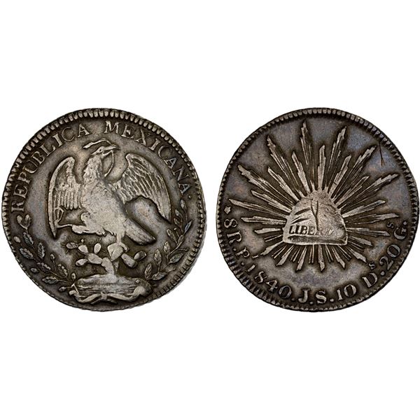 MEXICO: Republic, AR 8 reales (26.92g), San Luis Potosi, 1840-Pi, VF