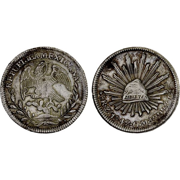 MEXICO: Republic, AR 8 reales (27.00g), Zacatecas, 1842-Zs, XF