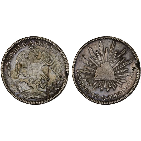 MEXICO: Republic, AR 8 reales (26.97g), Zacatecas, 1842-Zs, XF
