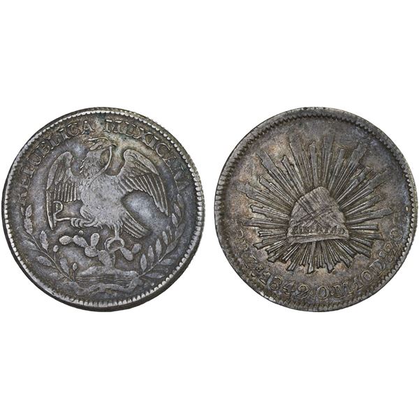 MEXICO: Republic, AR 8 reales (26.96g), Zacatecas, 1842-Zs, VF-XF