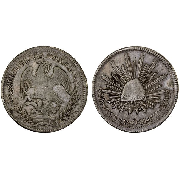MEXICO: Republic, AR 8 reales (26.93g), Zacatecas, 1842-Zs, Choice VF