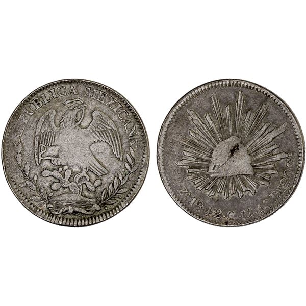 MEXICO: Republic, AR 8 reales (26.93g), Zacatecas, 1842-Zs, VF