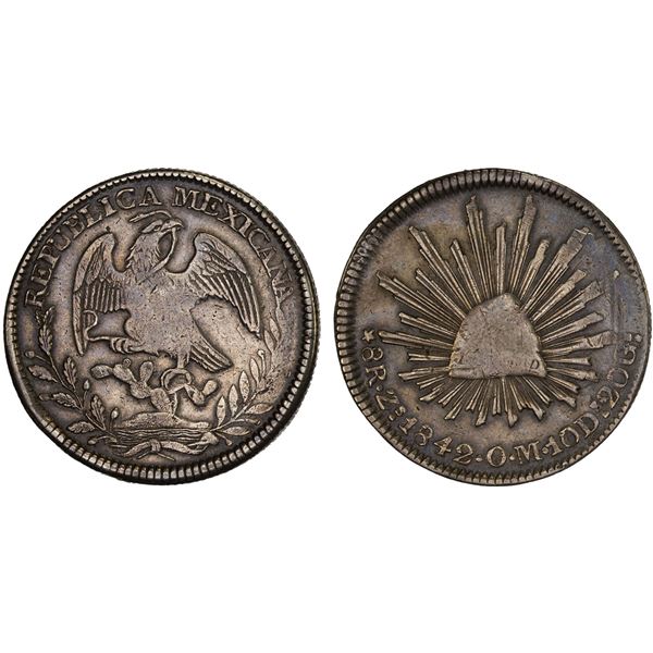MEXICO: Republic, AR 8 reales (26.79g), Zacatecas, 1842-Zs, Choice VF