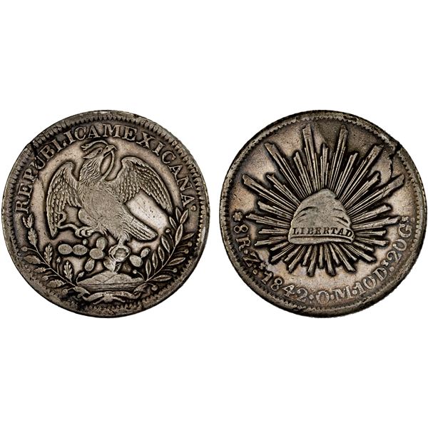 MEXICO: Republic, AR 8 reales (26.97g), Zacatecas, 1842-Zs, F-VF