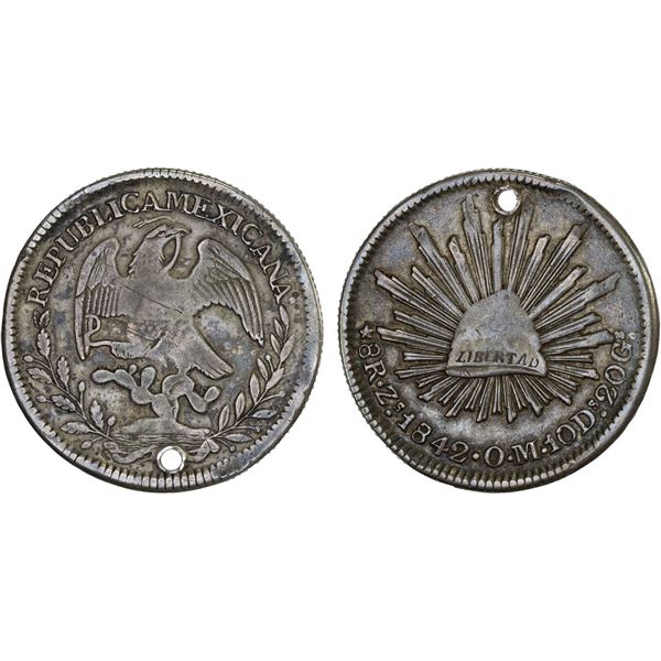 MEXICO: Republic, AR 8 reales (26.62g), Zacatecas, 1842-Zs, Fine