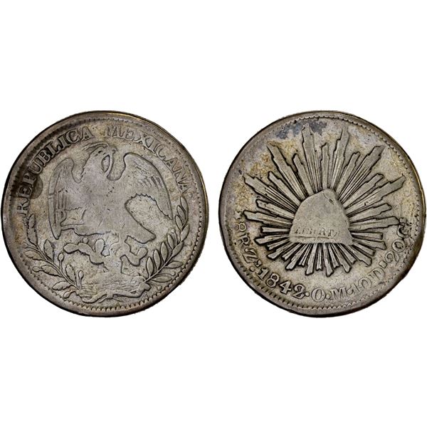 MEXICO: Republic, AR 8 reales (26.29g), Zacatecas, 1842-Zs, VG-F