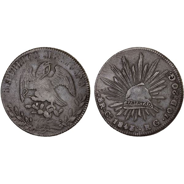 MEXICO: Republic, AR 8 reales (26.76g), Chihuahua, 1843-Ca, F-VF