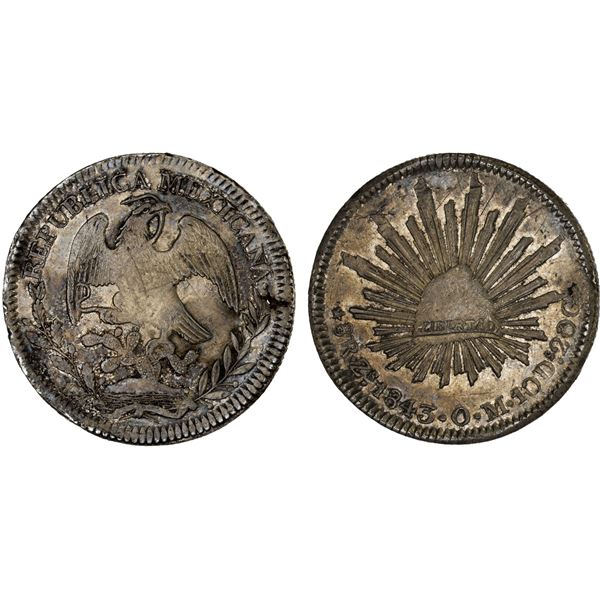 MEXICO: Republic, AR 8 reales (26.77g), Zacatecas, 1843-Zs, XF