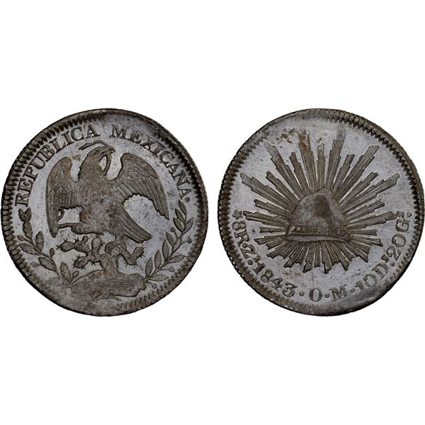 MEXICO: Republic, AR 8 reales (27.18g), Zacatecas, 1843-Zs, XF-AU