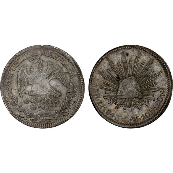 MEXICO: Republic, AR 8 reales (26.86g), Zacatecas, 1843-Zs, XF