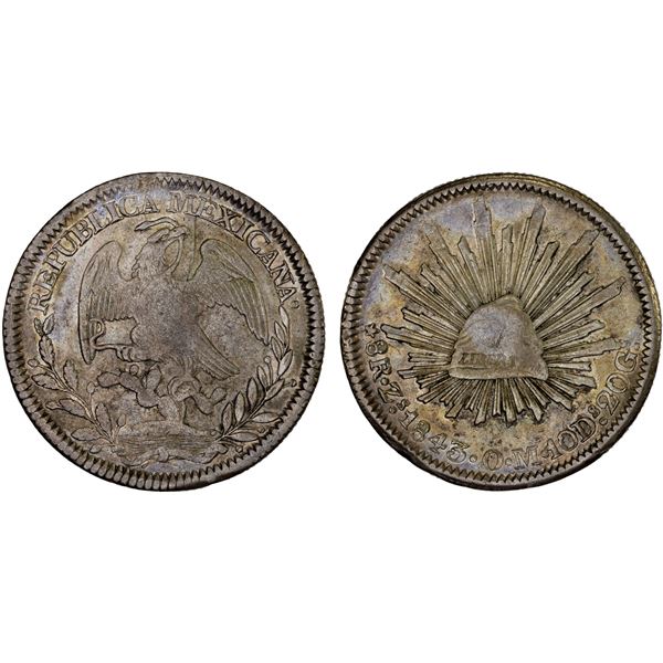MEXICO: Republic, AR 8 reales (26.90g), Zacatecas, 1843-Zs, VF-XF