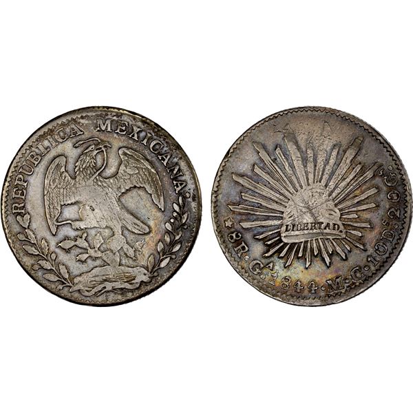 MEXICO: Republic, AR 8 reales (26.77g), Guadalajara, 1844-Ga, F-VF