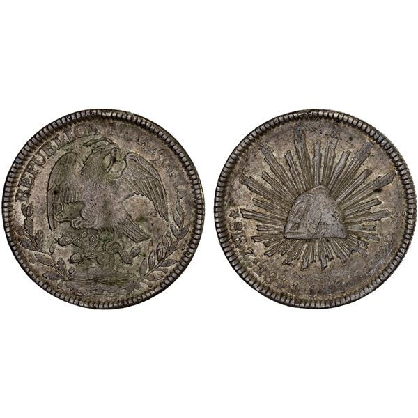 MEXICO: Republic, AR 8 reales (26.86g), Zacatecas, 1844-Zs, XF