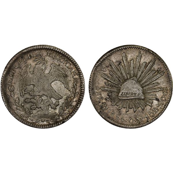 MEXICO: Republic, AR 8 reales (26.87g), Zacatecas, 1844-Zs, XF