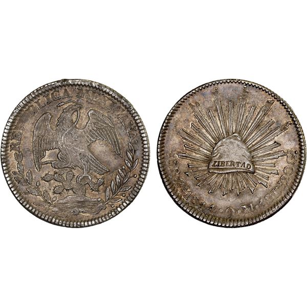 MEXICO: Republic, AR 8 reales (26.93g), Zacatecas, 1844-Zs, XF-AU